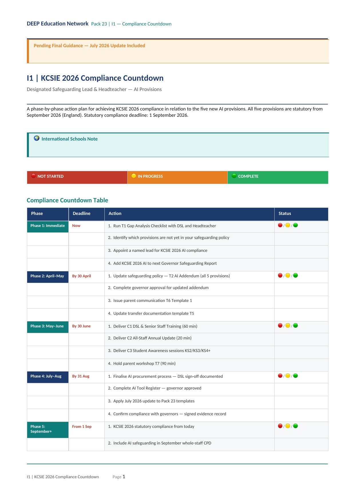 Preview of KCSIE 2026 Compliance Countdown