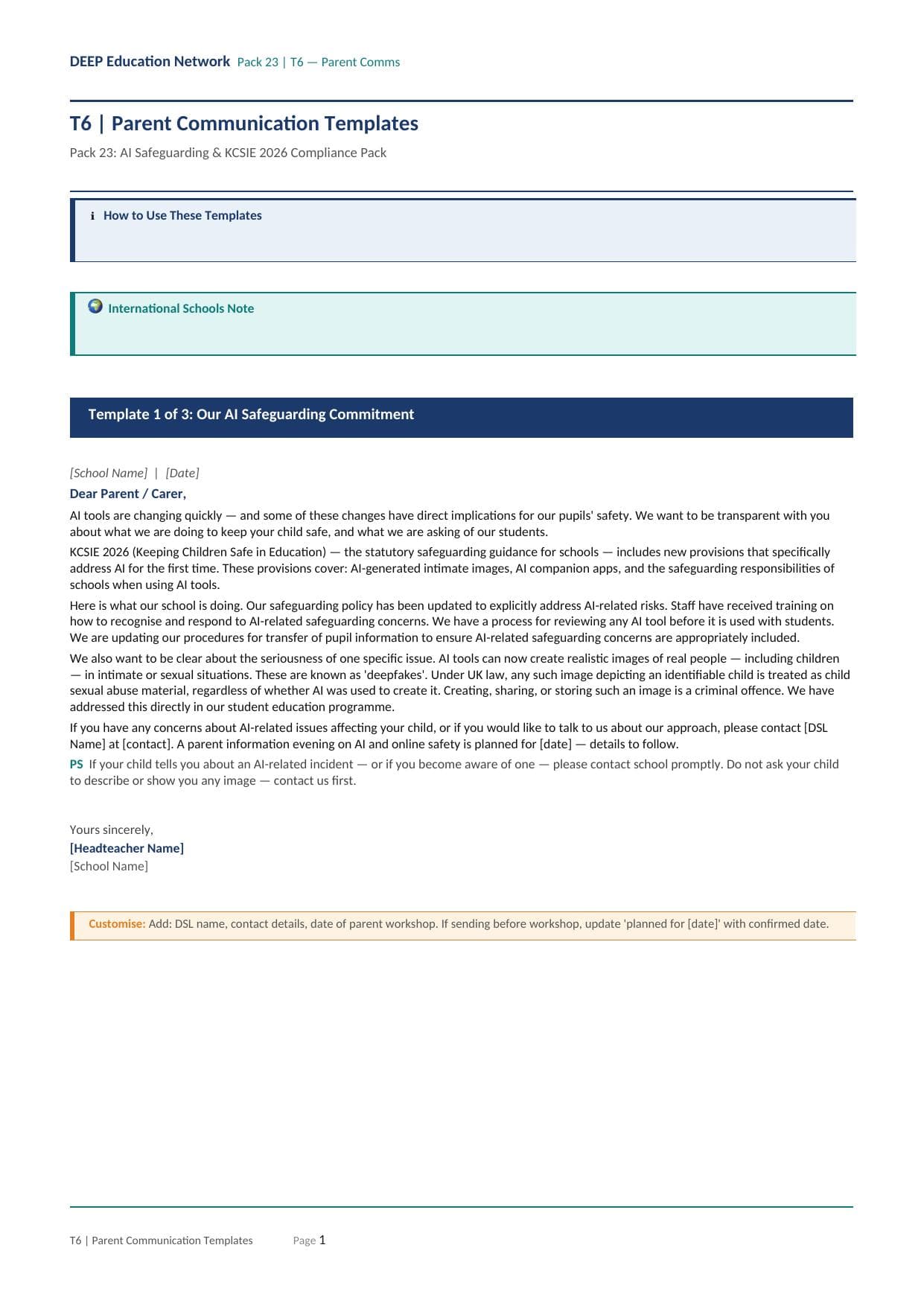 Preview of Parent Communication Templates