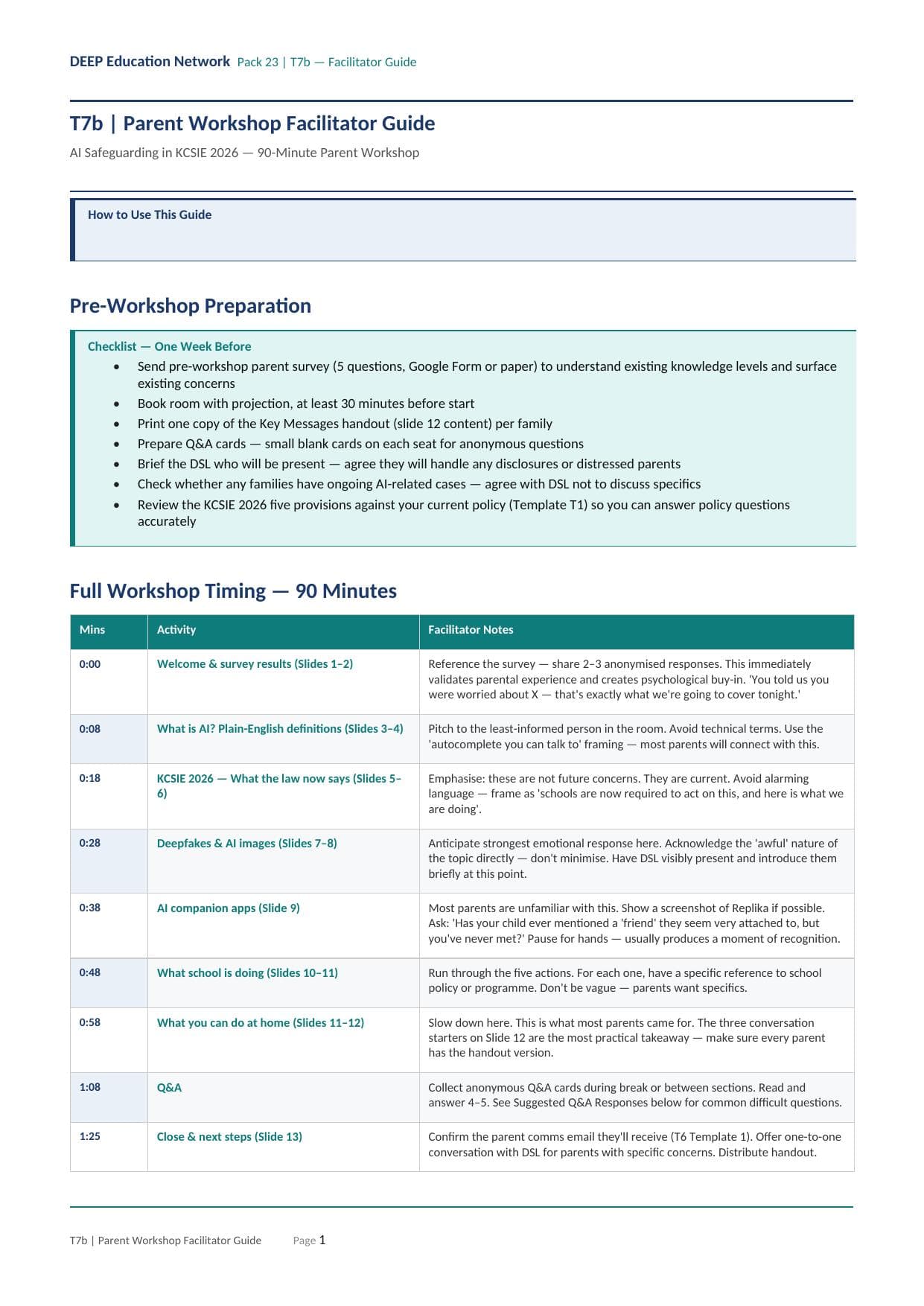 Preview of Parent Workshop — Facilitator Guide