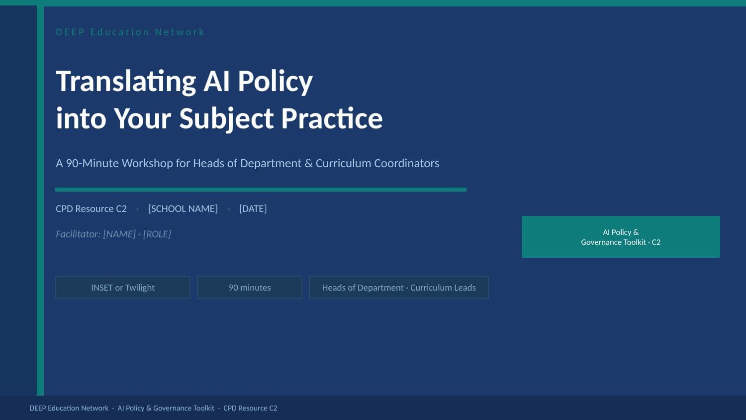 Preview of HoD Workshop Slides