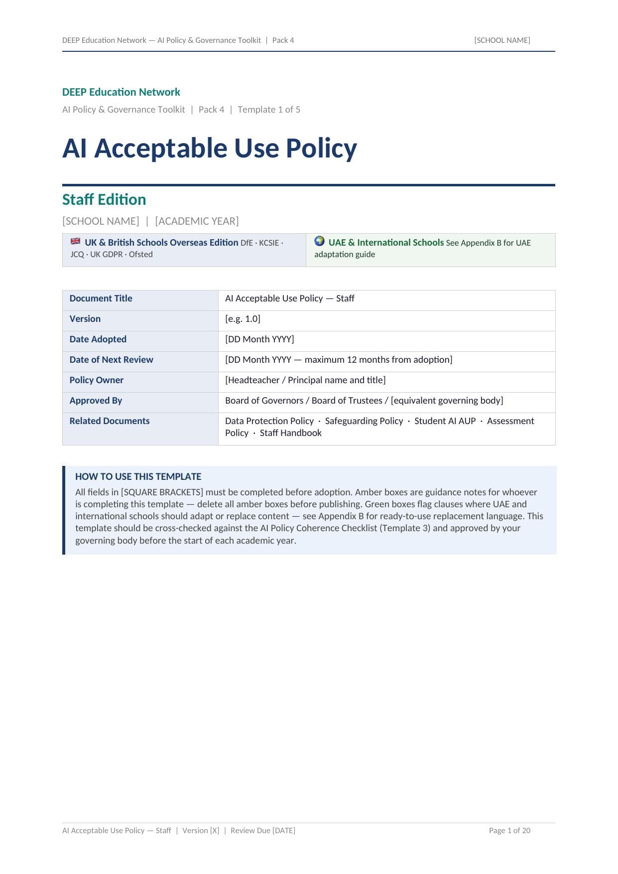 Preview of Staff AI Acceptable Use Policy