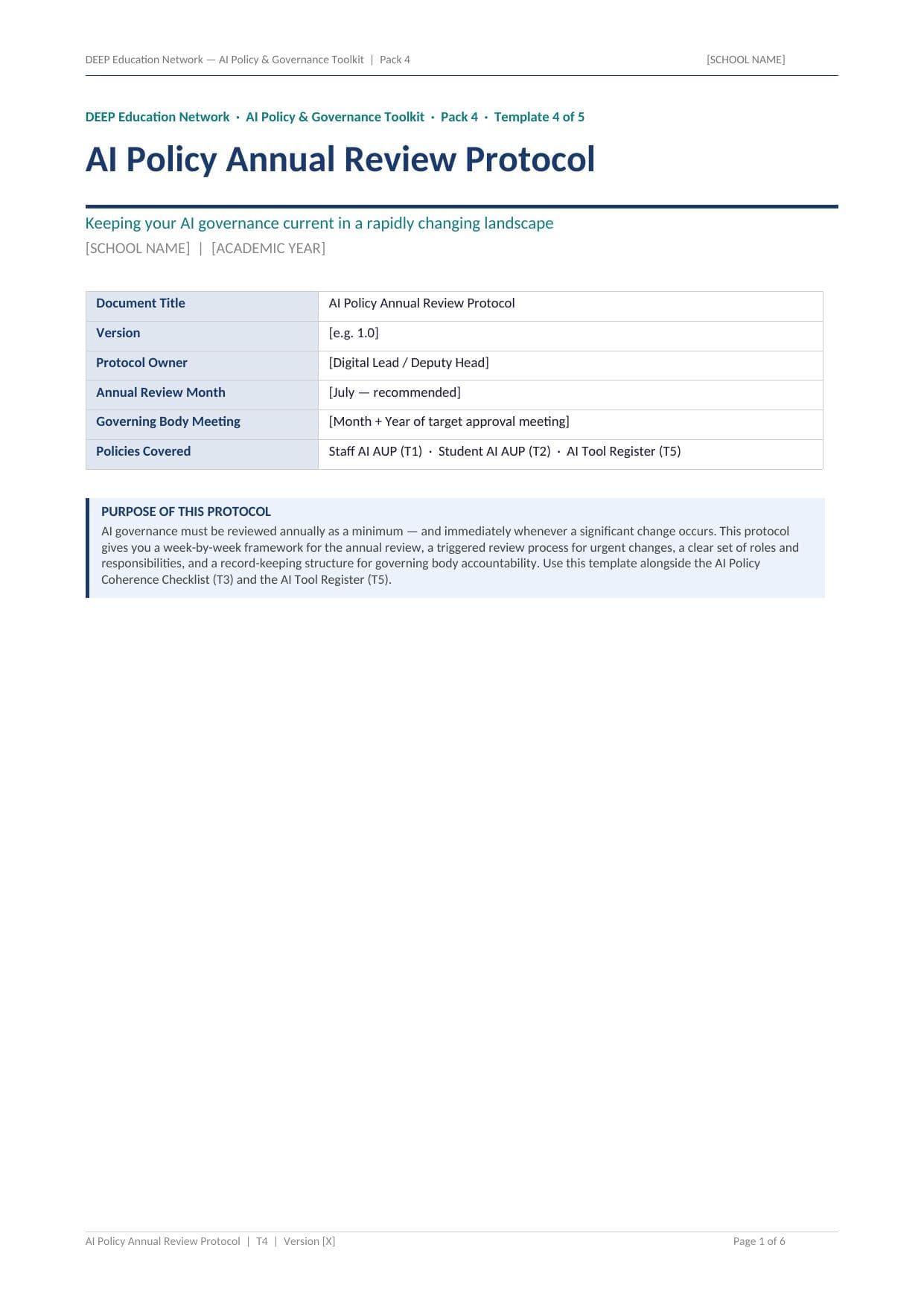 Preview of Annual Review Protocol