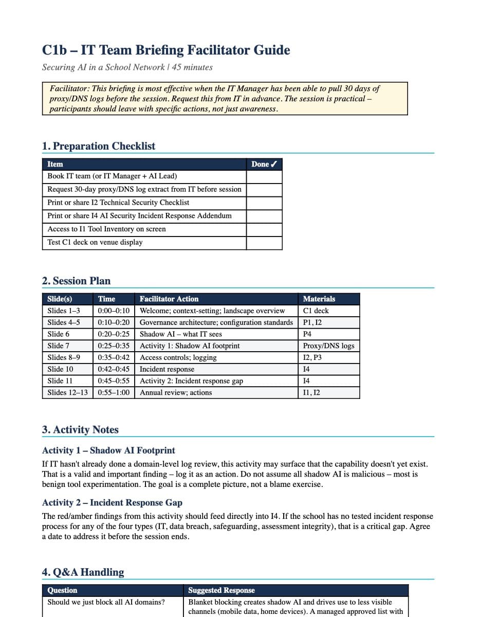 Preview of IT Briefing Facilitator Guide