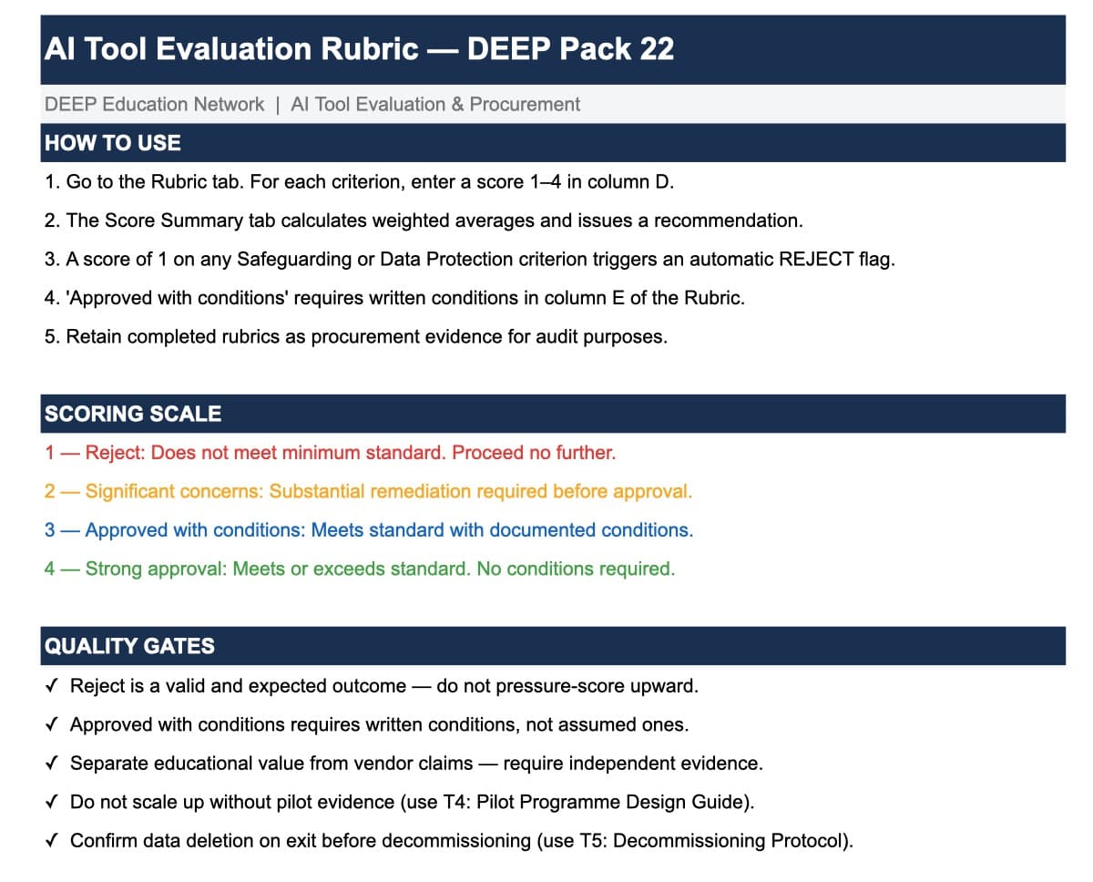 Preview of AI Tool Evaluation Rubric
