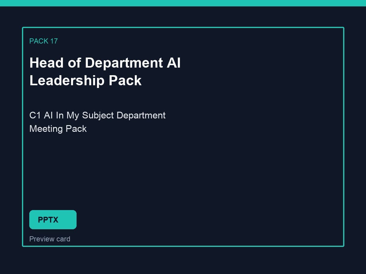 Preview of AI In My Subject Department Meeting Pack