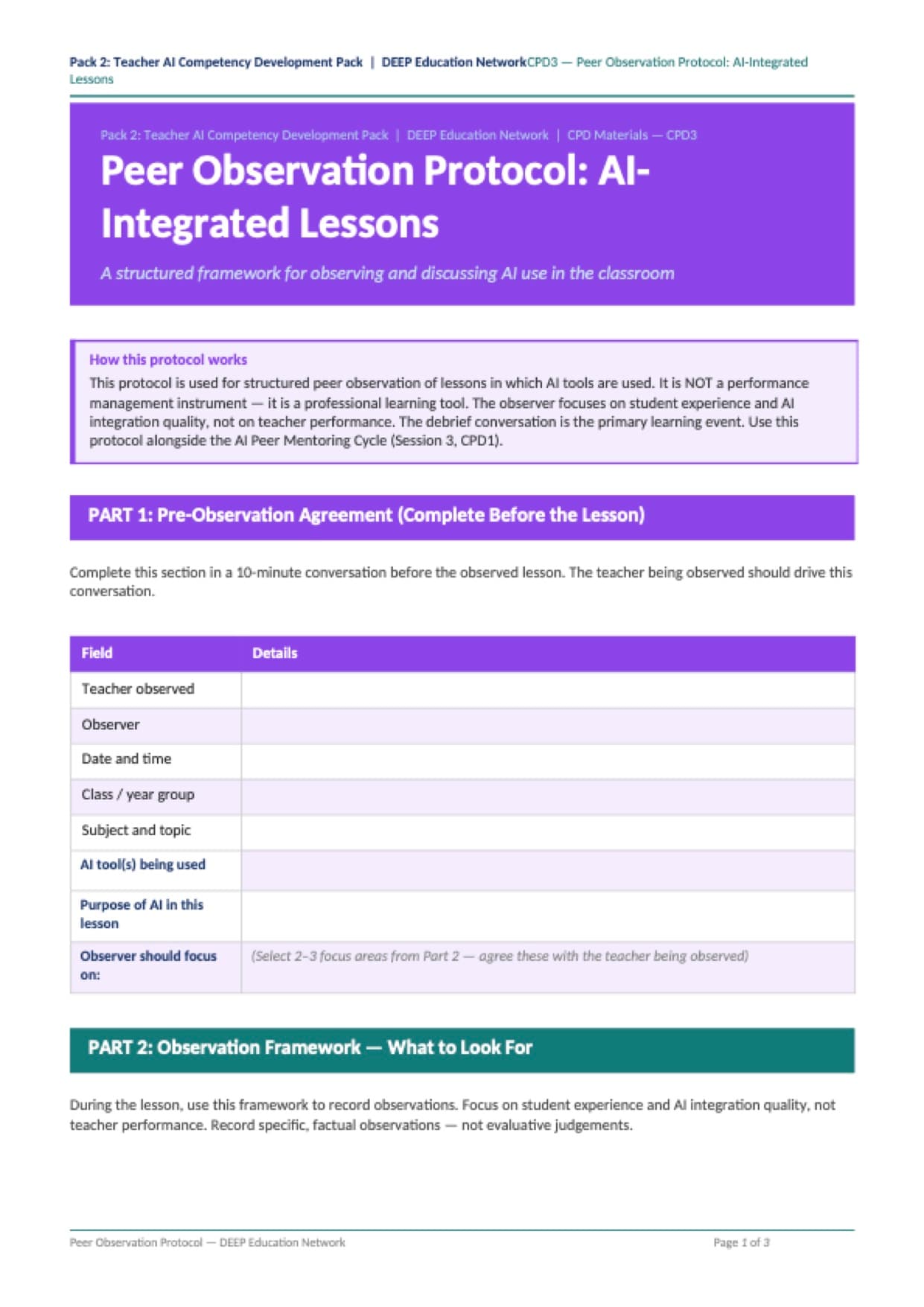 Preview of Peer Observation Protocol