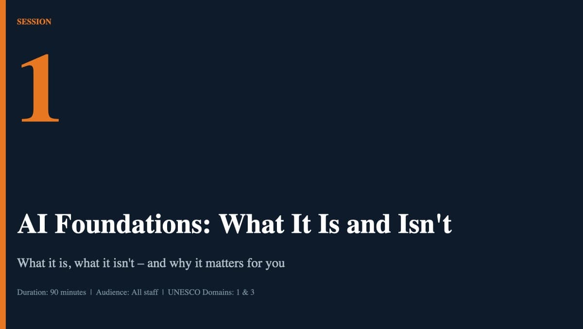 Sample page from INSET — AI Foundations (Session 1)